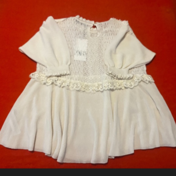 Zara ecru cream pointelle and lace knit top NWT - Picture 12 of 12